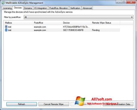 स्क्रीनशॉट Microsoft ActiveSync Windows 7