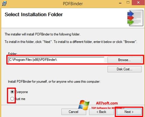 स्क्रीनशॉट PDFBinder Windows 7