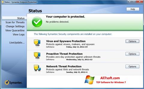 स्क्रीनशॉट Symantec Endpoint Protection Windows 7