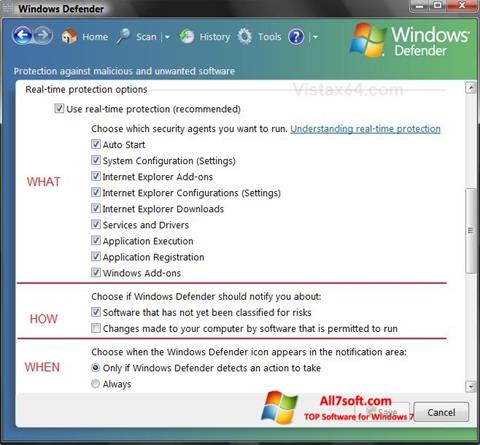 स्क्रीनशॉट Windows Defender Windows 7
