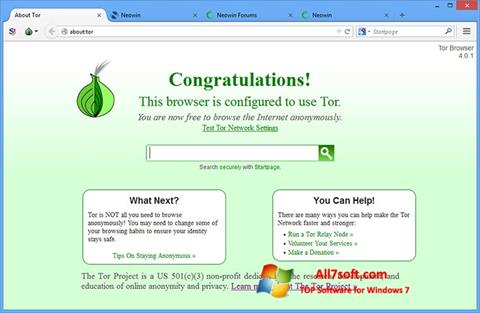 स्क्रीनशॉट Tor Windows 7