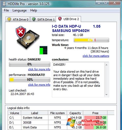स्क्रीनशॉट HDDlife Windows 7