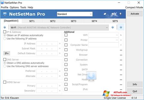 स्क्रीनशॉट NetSetMan Windows 7
