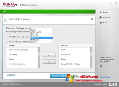 स्क्रीनशॉट McAfee Internet Security Windows 7