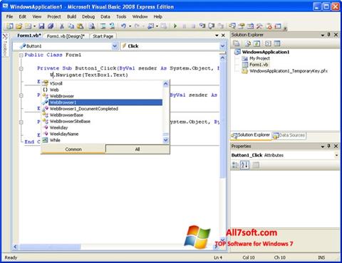 स्क्रीनशॉट Microsoft Visual Basic Windows 7