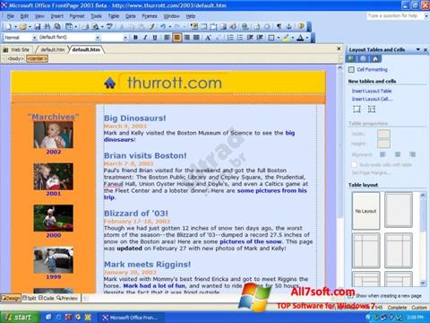 स्क्रीनशॉट Microsoft FrontPage Windows 7