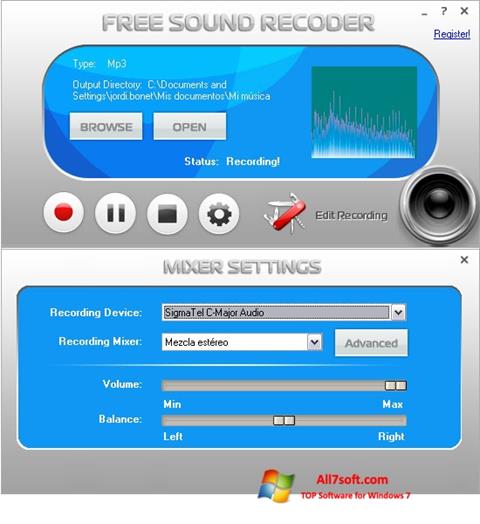 स्क्रीनशॉट Free Sound Recorder Windows 7