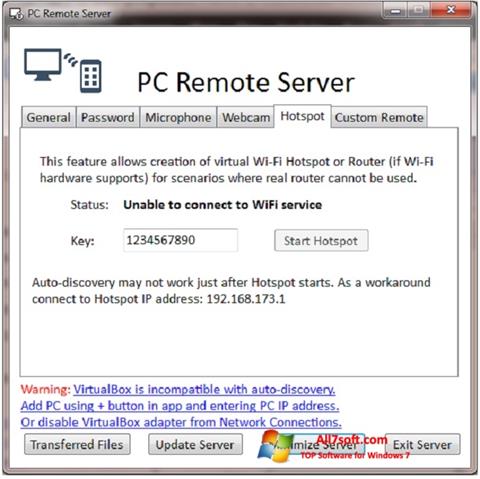 स्क्रीनशॉट PC Remote Server Windows 7