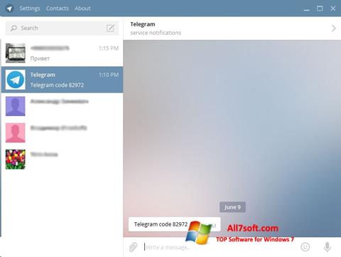 स्क्रीनशॉट Telegram Desktop Windows 7