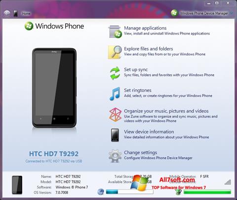 स्क्रीनशॉट Windows Phone Device Manager Windows 7