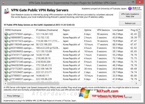 स्क्रीनशॉट VPN Gate Windows 7
