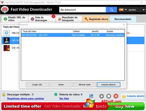 स्क्रीनशॉट Fast Video Downloader Windows 7