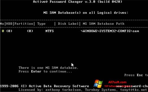 स्क्रीनशॉट Active Password Changer Windows 7