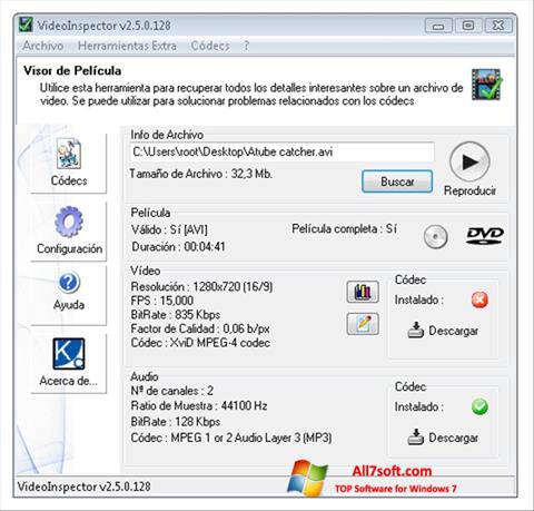 स्क्रीनशॉट VideoInspector Windows 7