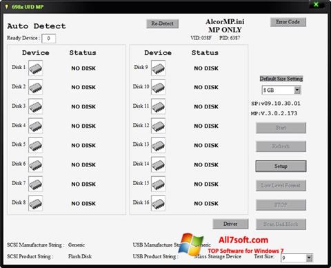 स्क्रीनशॉट AlcorMP Windows 7