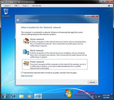 स्क्रीनशॉट Windows Virtual PC Windows 7