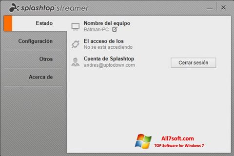 स्क्रीनशॉट Splashtop Streamer Windows 7