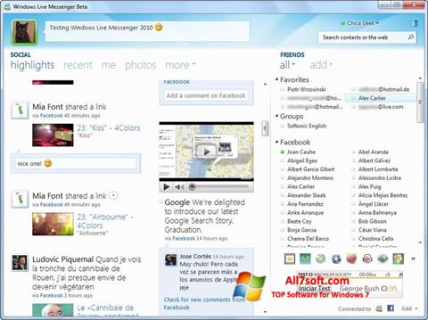 स्क्रीनशॉट Windows Live Messenger Windows 7
