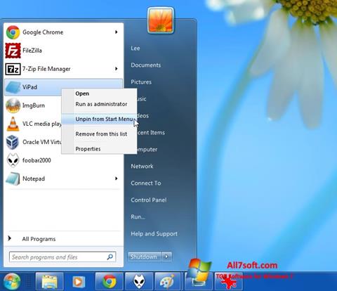 स्क्रीनशॉट ViStart Windows 7