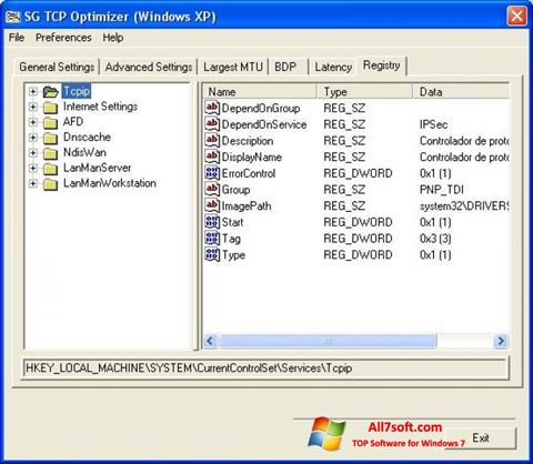 स्क्रीनशॉट TCP Optimizer Windows 7