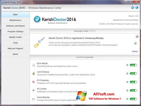 स्क्रीनशॉट Kerish Doctor Windows 7
