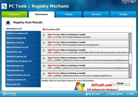 स्क्रीनशॉट Registry Mechanic Windows 7