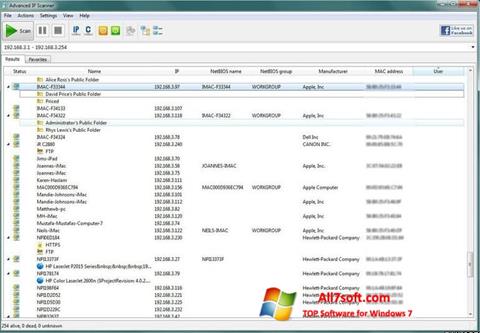 स्क्रीनशॉट Advanced IP Scanner Windows 7