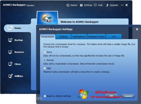 स्क्रीनशॉट AOMEI Backupper Windows 7