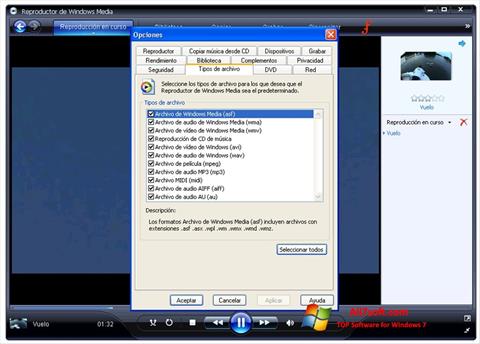 स्क्रीनशॉट Windows Media Player Windows 7