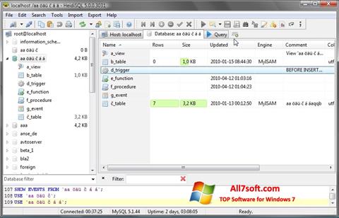 स्क्रीनशॉट HeidiSQL Windows 7