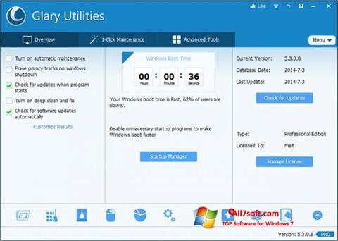 स्क्रीनशॉट Glary Utilities Pro Windows 7