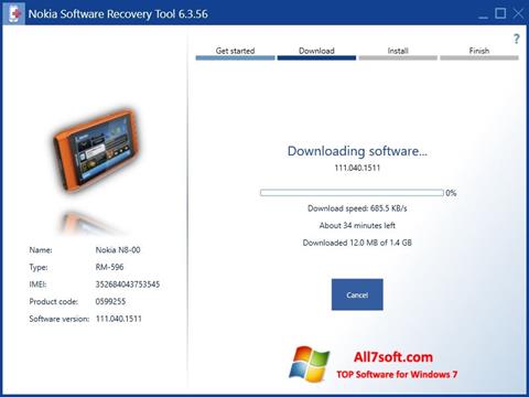 स्क्रीनशॉट Nokia Software Recovery Tool Windows 7