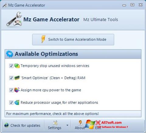 स्क्रीनशॉट Mz Game Accelerator Windows 7