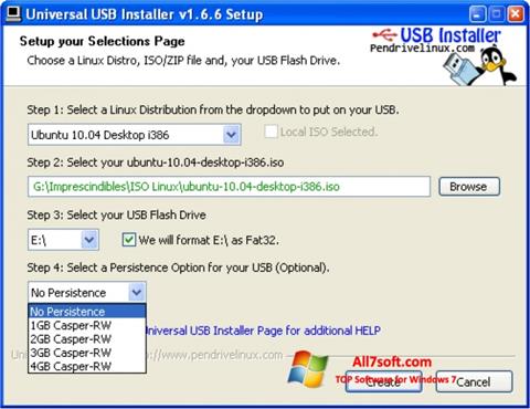 स्क्रीनशॉट Universal USB Installer Windows 7