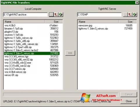 स्क्रीनशॉट TightVNC Windows 7