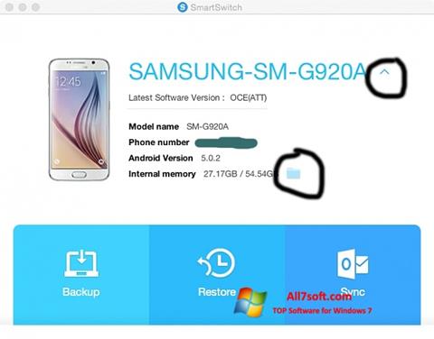 स्क्रीनशॉट Samsung Smart Switch Windows 7