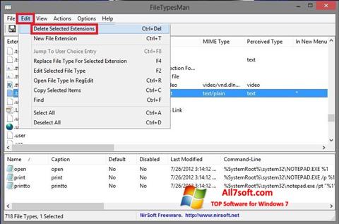 स्क्रीनशॉट Unassociate File Types Windows 7
