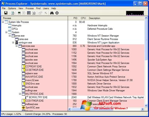स्क्रीनशॉट Process Explorer Windows 7