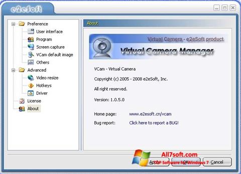 स्क्रीनशॉट VCam Windows 7
