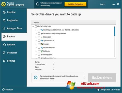 स्क्रीनशॉट Auslogics Driver Updater Windows 7