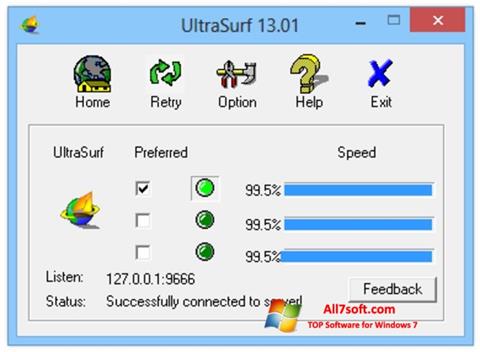 स्क्रीनशॉट UltraSurf Windows 7