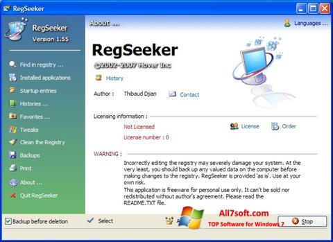 स्क्रीनशॉट RegSeeker Windows 7