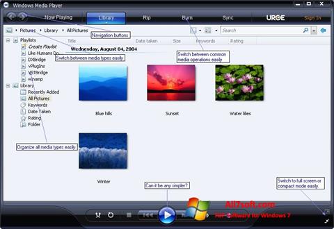 स्क्रीनशॉट Media Player Windows 7