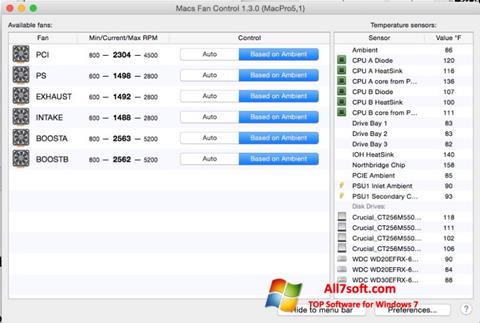 स्क्रीनशॉट Macs Fan Control Windows 7
