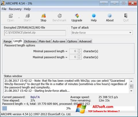 स्क्रीनशॉट Advanced Archive Password Recovery Windows 7